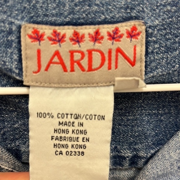 1990s Vintage Denim Sleeveless Button Up Collared Shirt Women's Large - Picture 4 of 4